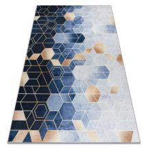   ANDRE 1216 mosható szőnyeg Kocka, geometriai csúszásgátló - kék 120x170 cm
