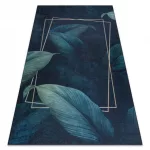 Kab. ANDRE 1170 mosható szőnyeg Levelek, geometriai csúszásgátló - kék 80x150 cm