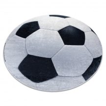   BAMBINO 2139 kör mosható szőnyeg - foci gyerekeknek csúszásgátló - fekete / fehér kör 120 cm