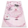 BAMBINO 2185 mosható szőnyeg Balerina, cica gyerekeknek csúszásgátló - rózsaszín 80x150 cm