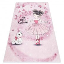   BAMBINO 2185 mosható szőnyeg Balerina, cica gyerekeknek csúszásgátló - rózsaszín 80x150 cm