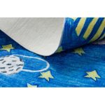 Kab. BAMBINO 2265 mosható szőnyeg tér űrrakéta gyerekeknek csúszásgátló - kék 80x150 cm