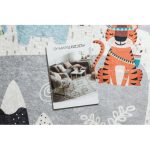 Kab. BAMBINO 2160 mosható szőnyeg Indián falu, állatok gyerekeknek csúszásgátló - szürke 120x170 cm