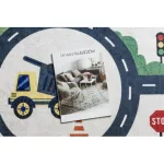 Kab. BAMBINO 2223 mosható szőnyeg Utcák, autók gyerekeknek csúszásgátló - krém 160x220 cm