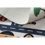 Kab. BAMBINO 2223 mosható szőnyeg Utcák, autók gyerekeknek csúszásgátló - krém 160x220 cm