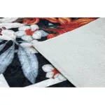 Kab. ANDRE 2300 mosható szőnyeg virágok, cikcakk csúszásgátló - fekete / fehér 80x150 cm