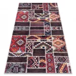 Kab. ANDRE 2305 mosható szőnyeg keleti patchwork csúszásgátló - bordó / barna 160x220 cm