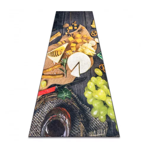 Kab. ANDRE 9009 mosható szőnyeg Rágcsálnivalók konyhába csúszásgátló - barna / sárga 80x200 cm