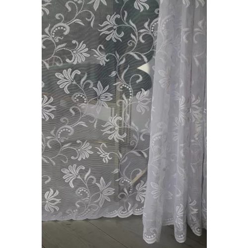 Kész függöny Amelia fehér Liliom virág mintás 300x160cm