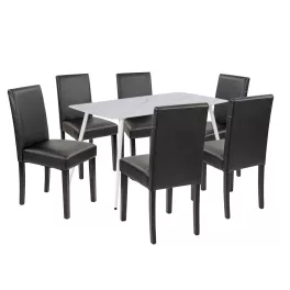 Megan 6+1 étkező garnitúra fehér-fekete