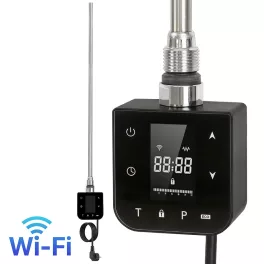   Wifi-s fűtőpatron törölközőszárító radiátorhoz digitális hőfokszabályozóval 800W fekete