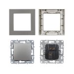 Nova váltókapcsoló 106 szürke szálcsiszolt kerettel