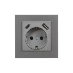 Nova csatlakozóaljzat USB csatlakozóval szürke szálcsiszolt kerettel