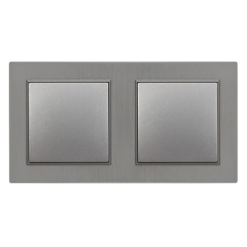 Nova kettős egy áramkörös egypólusú kapcsoló 101 szürke szálcsiszolt kerettel