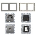 Nova dugalj 16A 250V UTP csatlakozóval szürke szálcsiszolt kerettel