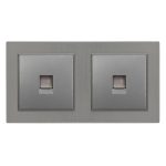 Nova kettős UTP aljzat RJA-45 szürke szálcsiszolt kerettel