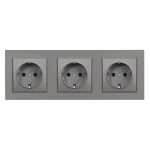 Nova III földelt dugalj  szürke szálcsiszolt kerettel