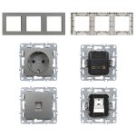 Nova III dugalj kettő UTP csatlakozóval szürke szálcsiszolt kerettel