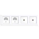 Nova IV kettő dugalj kettő TV csatlakozóval fehér kerettel