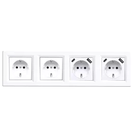   Nova IV kettő dugalj kettő USB csatlakozóval fehér kerettel