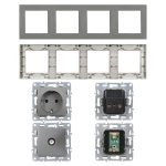 Nova IV három dugalj TV csatlakozóval szürke szálcsiszolt kerettel