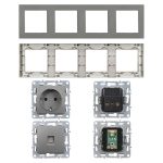 Nova IV három dugalj UTP csatlakozóval szürke szálcsiszolt kerettel