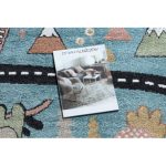 Kab. Szőnyeg FUN Route gyerekeknek, utca, állatok kék 240x330 cm