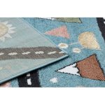 Kab. Szőnyeg FUN Route gyerekeknek, utca, állatok kék 200x290 cm