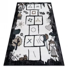   Kab. Szőnyeg FUN Hop gyerekeknek, ugróiskola, állatok fekete 200x290 cm