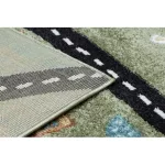 Kab. Szőnyeg FUN Route gyerekeknek, utca, állatok zöld 160x220 cm