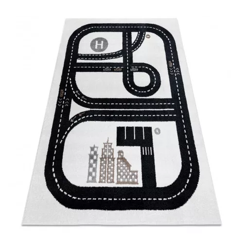 Kab. Szőnyeg FUN Track gyerekeknek, utca, város krém 160x220 cm