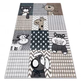   Kab. Szőnyeg FUN Pets gyerekeknek, állatok szürke 140x190 cm