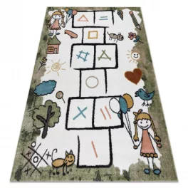   Kab. Szőnyeg FUN Hop gyerekeknek, ugróiskola, állatok zöld 140x190 cm