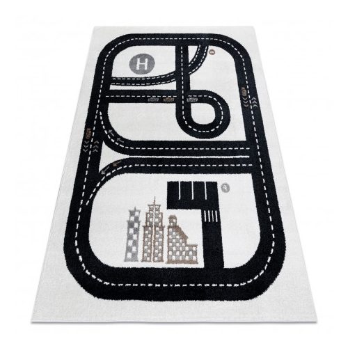 Kab. Szőnyeg FUN Track gyerekeknek, utca, város krém 140x190 cm