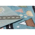 Kab. Szőnyeg FUN Route gyerekeknek, utca, állatok kék 120x170 cm