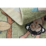 Kab. Szőnyeg FUN Route gyerekeknek, utca, állatok zöld 80x150 cm