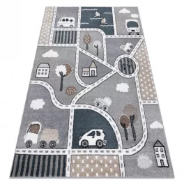   Kab. Szőnyeg FUN Strade gyerekeknek, utca, város szürke 80x150 cm