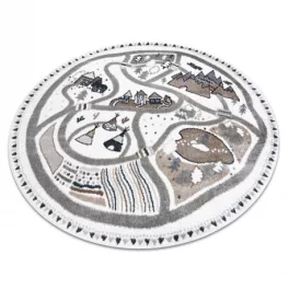   Kab. Szőnyeg FUN Land gyerekeknek, a falu, utcákon, kör - krém kör 140 cm