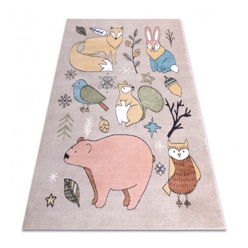 Kab. Szőnyeg FUN Forester gyerekeknek, állatok, erdei bézs 240x330 cm