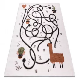   Kab. Szőnyeg FUN Game gyerekeknek, játék, láma krém 140x190 cm
