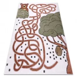   Kab. Szőnyeg FUN Honey gyerekeknek, medve, méhek krém 80x150 cm
