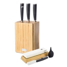   G21 Damascus Prémium kés készlet bambusz blokkban, 4 db + élező kő
