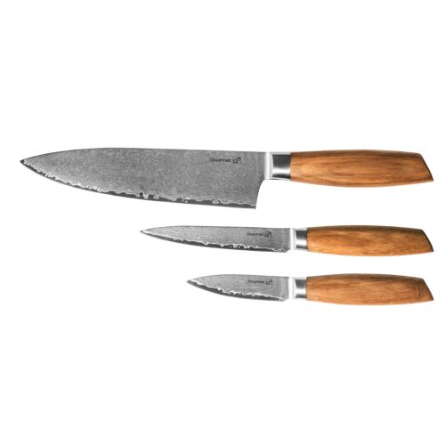 G21 Gourmet Damaszkuszi small box 3 db-os késkészlet, zebrawood markolattal