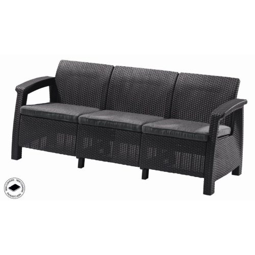 Keter Corfu love seat max kerti bútor, háromszemélyes kanapé, grafit