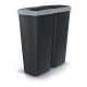 Hulladékgyűjtő Prosperplast COMPACTA Q DUO, 50 l fekete, világosszürke fedéllel