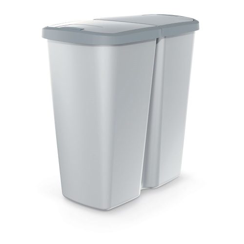 Hulladékgyűjtő Prosperplast COMPACTA Q DUO, 45 l hamu színben, világosszürke fedéllel