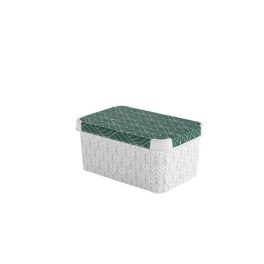   Curver Deco Stockholm S tárolódoboz – zöld leveles minta