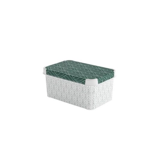 Curver Deco Stockholm S tárolódoboz – zöld leveles minta