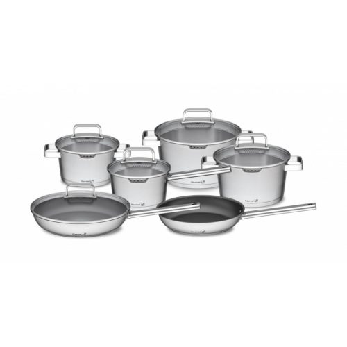 G21 Gourmet Magic edénykészlet, extra serpenyővel, 11 darabos, rozsdamentes acél