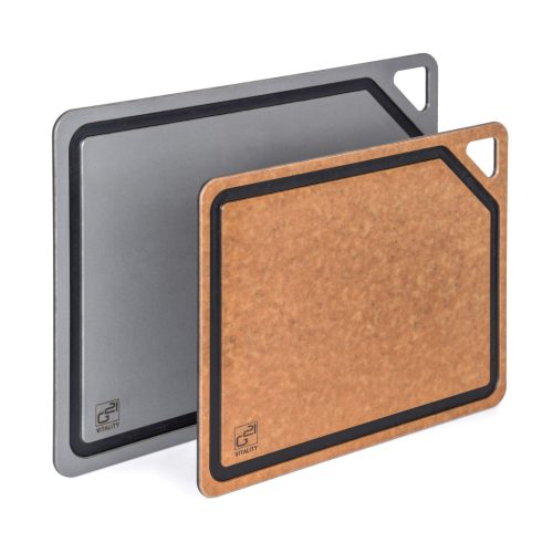G21 EcoCut szeletelődeszka természetes cellulózból – 2 darabos készlet, grafit/barna színben